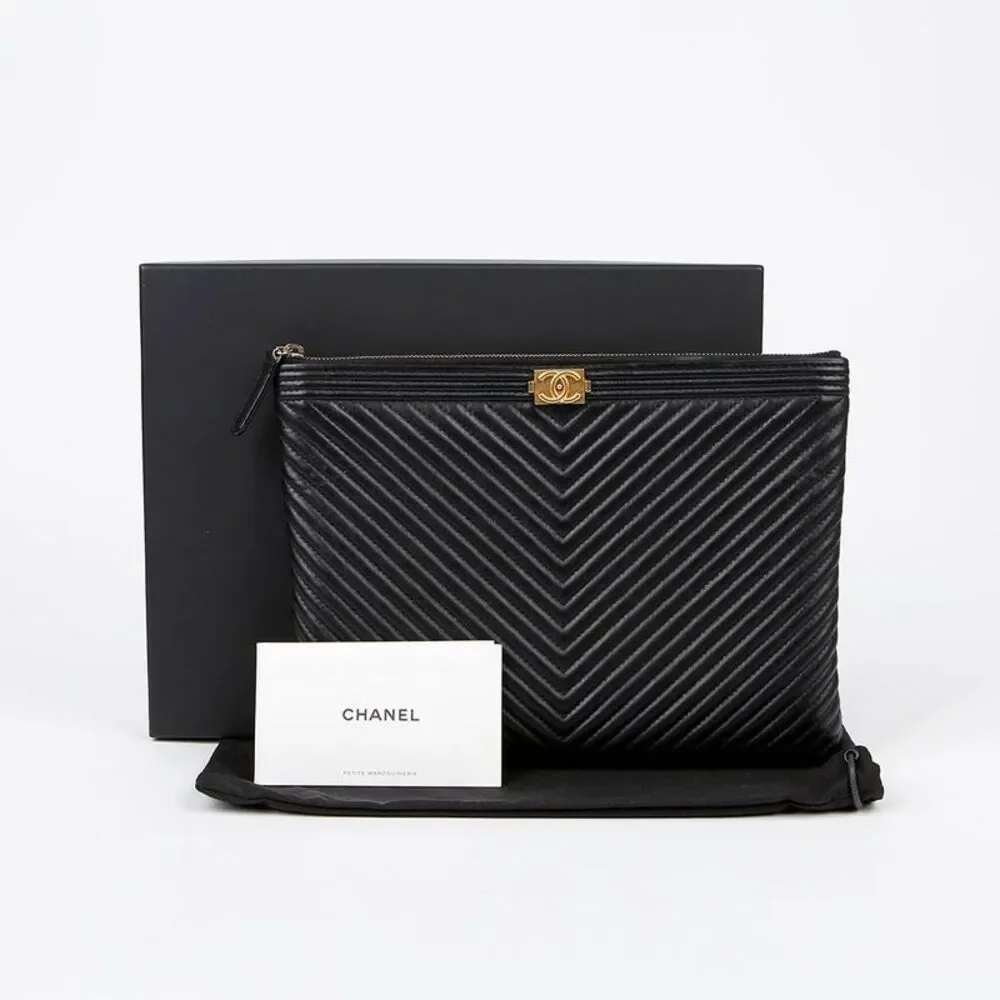 Chevron Boy New Medium Clutch